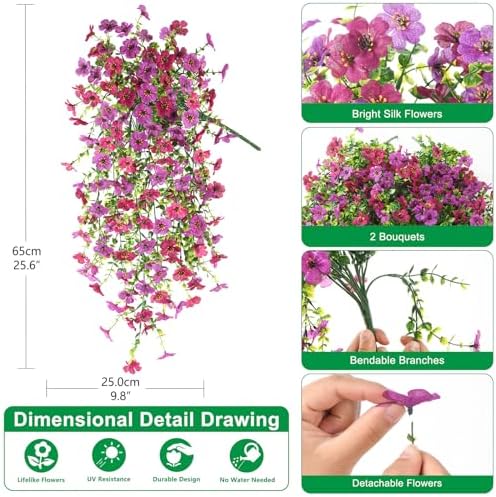 Homsunny Artificial Hanging Flowers for Spring Outdoor Planter - Image 2