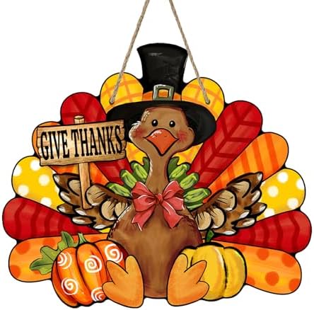 Thanksgiving Turkey Front Door Sign, Fall Give Thanks Farmhouse by Bolisom