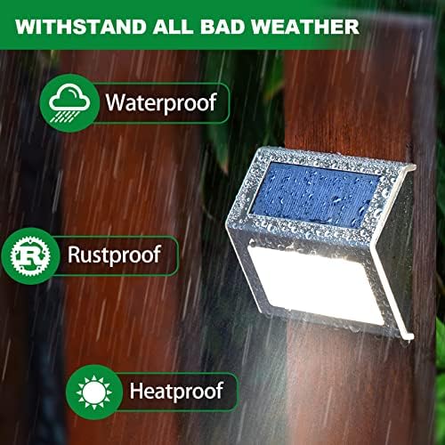 JSOT Solar Deck Lights Perfect for Fence, Step, Stair Decor-Cool White-8P - Image 6