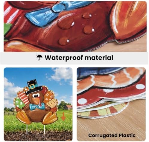 Smile Thanksgiving Yard Signs with Stakes, Turkey Pumpkin Lawn Sign, Corrugated Plastic Waterproof Outdoor Decorations for Yard Garden Porch Party Decor - Image 4