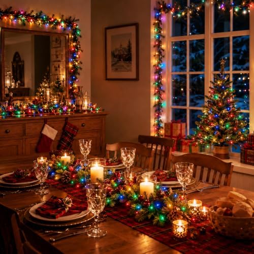 Hopolon Christmas Lights Multicolor,2PACK Total 100Count 26FT,Green Wire - Image 4