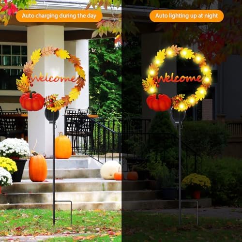 Capoda 2 Pcs Thanksgiving Outdoor Decorations Solar Turkey Yard Stakes - Image 3