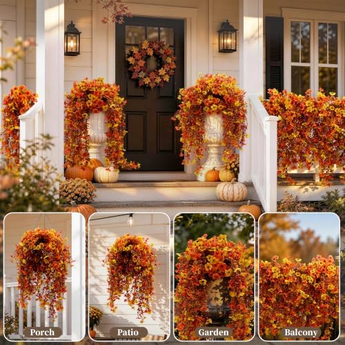 ColoPlay Artificial Mums for Outdoors Fall Decor, Faux Fake Hanging Flowers - Image 6