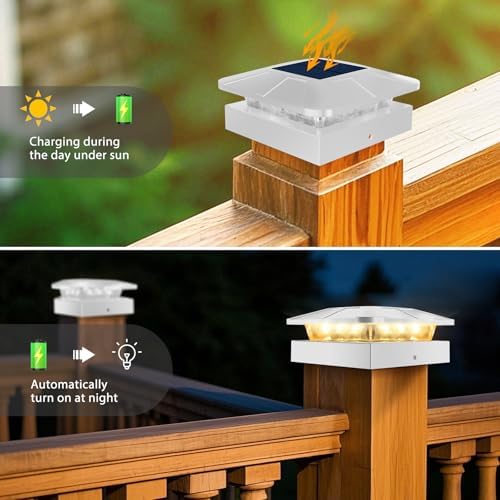 Peasur 12 Packs 4x4 White Solar Post Cap Lights Outdoor with 3 Modes - Image 6