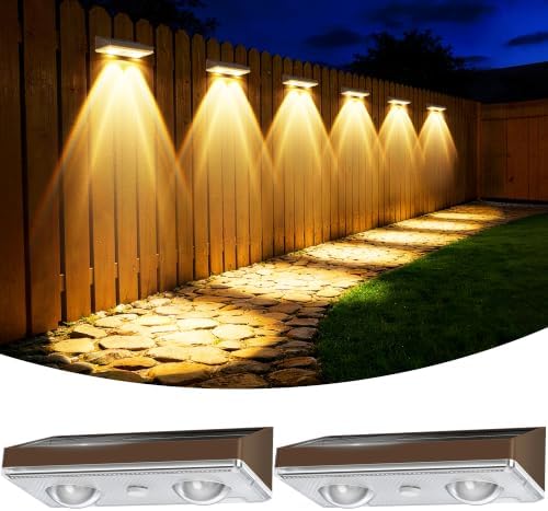 Solar Fence Lights Outdoor, 2 Pack Fence Lights Solar Powered by Unknown