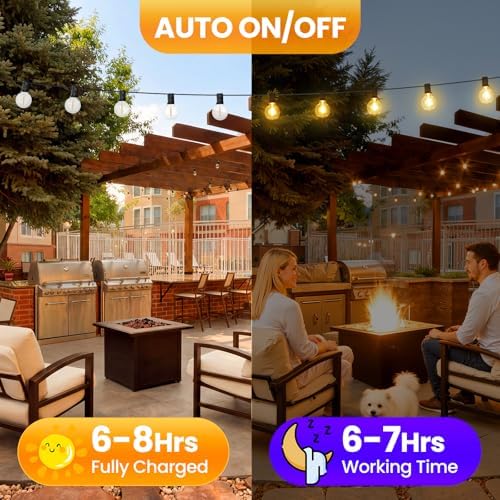 Mlambert 25FT Solar Powered String Lights with 10+1 LED G40 Bulbs, Black - Image 5