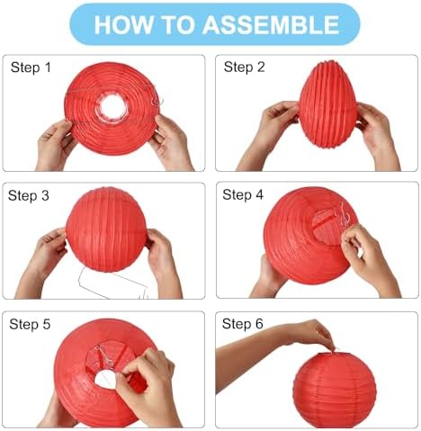 BEISHIDA Sea Mix Paper Lanterns 16Pcs 6/8/10 Inch Round Chinese Lamp - Image 3