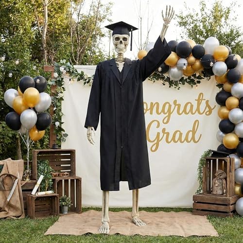 2 Pcs Graduation Outfit for 12 Ft Skeleton Gown and Cap Accessories - Image 6