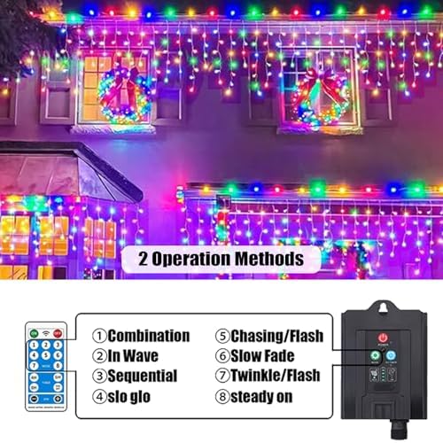 Neoclassy Upgraded Solar Christmas Lights,304LED Outdoor Christmas Decorations 8 Modes Waterproof Solar Halloween Thanksgiving Lights for Patio Yard Wedding Party House Xmas Tree Roof Decorations - Image 3