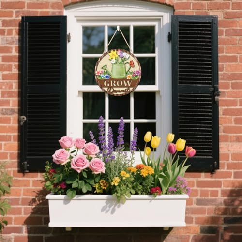 HOURIA 3D Grow Dammit Sign(11.4”x11.4”), Garden Wooden Decor,Funny Gardening Gifts for Women Men Gardeners - Image 5