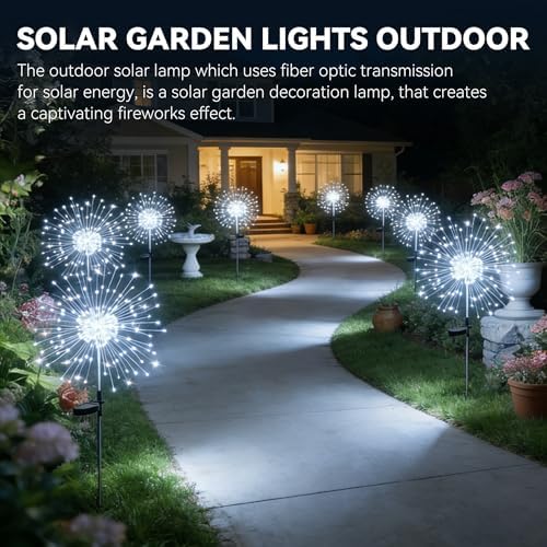 HPUFKOT Solar Garden Lights Outdoor,Waterproof Garden, 2PC 200 LED Twinkling Firework Lights Decorative with 8 Modes,Decor for Yard Patio Pathway Lawn for Yard Outside Fairy Decorative - Image 2
