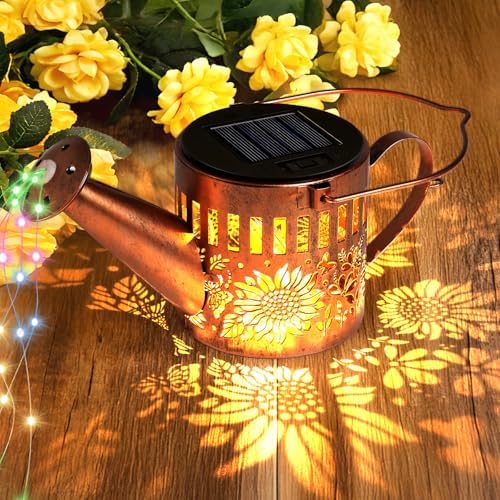 2 Pack Solar Watering Can Lights, Metal Solar Lights Outdoor Decorative - Image 6