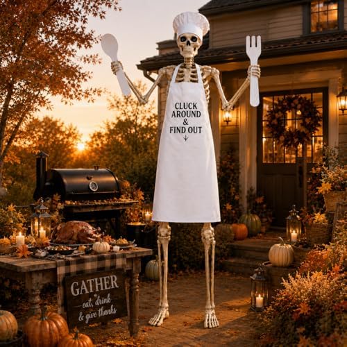 4 Pcs Chef Outfits Set for 12 Ft Giant Skeleton Halloween Yard Decor - Image 6