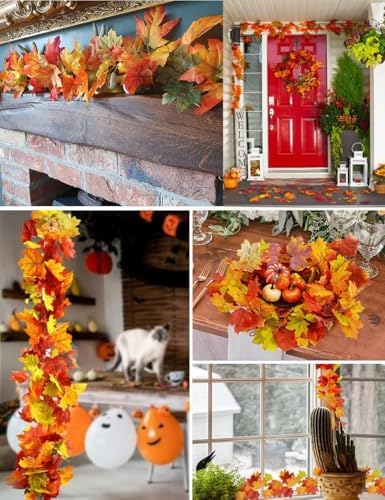 WOHOHOHO 2 Pack Fall Garland Maple Leaf Decorations, 5.9 Ft 72 Leaves Each - Image 3