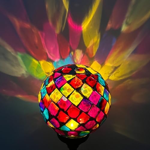 VCUTEKA Decorative Solar Garden Lights, 3.5" Mosaic Globe Outdoor Stake - Image 6