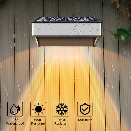 Solar Fence Lights Outdoor 12 Pack, LED Step Lights with 9 Lighting Options, Stainless Steel & IP65 Waterproof, Dusk to Dawn, Solar-Powered Wall Lamps for Outside, Deck, Steps, Patio, Backyard Decor - Image 3