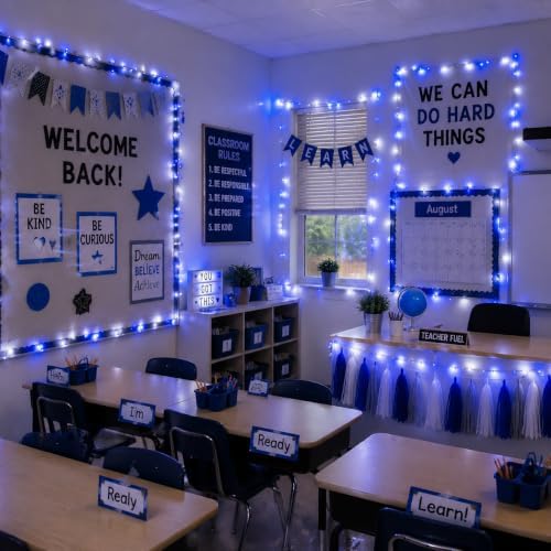 JMEXSUSS Blue and White String Lights Indoor, 200 LED Classroom Lights - Image 2
