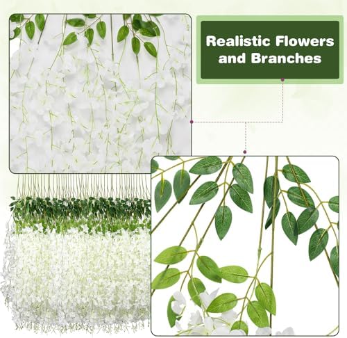 Alotiki Wisteria Hanging Flowers,36 Pack Fake Hanging Flowers,Wisteria Artificiales Garland for Home Wedding Arch Floral Party Garden Ceremony Outdoor Decor,3.6 Feet Long(36,White) - Image 5