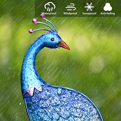 TERESA'S COLLECTIONS Solar Metal Glass Peacock Stake Light Gift 40" - Image 4