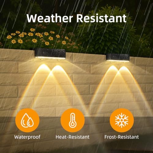 Peasur Solar Fence Lights Outdoor 4 Pack, Waterproof LED Steps Light Solar Powered, Deck Lights for Railing Yard Outside(Warm White) - Image 4