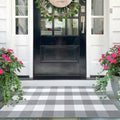 IOHOUZE 27.5x43 Buffalo Plaid Rug, Washable Outdoor Door Mat, Grey White by iOhouze