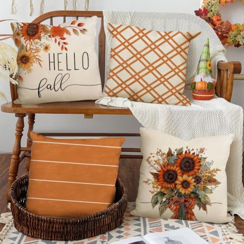 RABUSOFA Fall Pillow Covers 20x20 Inch Set of 4 Fall Decorations for Home - Image 3