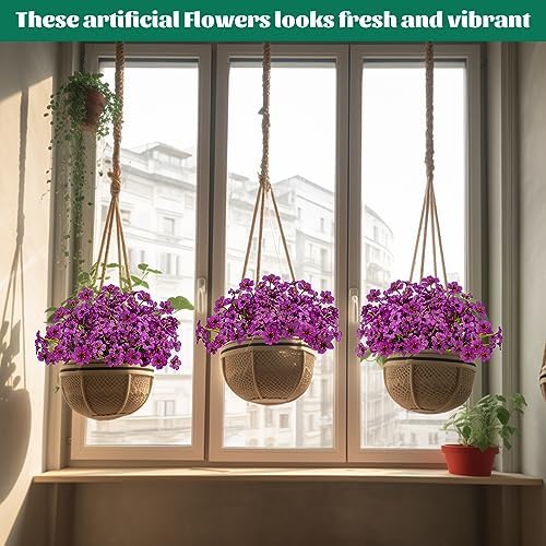 24 Pcs Artificial Flowers for Outdoor, Plastic Fake Flowers Decor, Fuchsia - Image 4