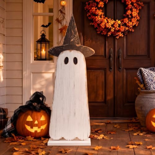 Novabright 30.2 H Halloween Witch Ghost Porch Sign Standing Wooden Decor by Unknown
