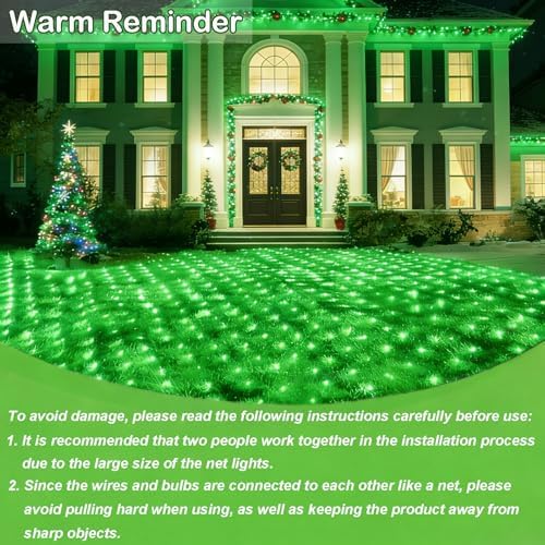 OYCBUZO 300LED Green Net Lights, 14.8ftx5ft 8 Modes Christmas Mesh Lights Connectable, Waterproof String Lights Plug in for Bushes Xmas Tree St Patrick's Day Holiday Party Patio Garden Outdoor Decor - Image 3