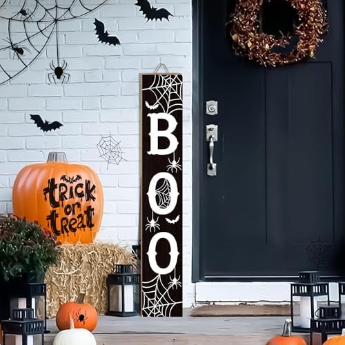 Boo Porch Sign Scary Wooden Sign For Front Porch 47.2 Inches Halloween Vertical Welcome Sign Yard Standing For Patio Front Door Porch Home Decor by SuQKXCo