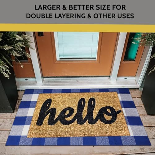 Buffalo Plaid Outdoor Rug 27.5" x 43" Blue and White Checkered Area Rug Washable Doormats Indoor Outdoor Rugs for Layered Front Door Mats, Porch, Entryway, Kitchen, Farmhouse - Image 6
