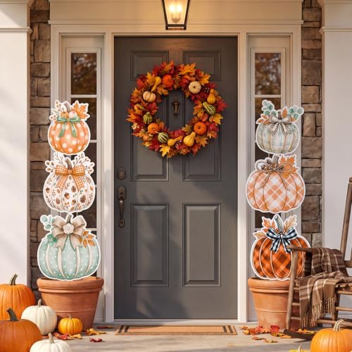 RattanView 6 Pack Outdoor Fall Thanksgiving Yard Signs Decorations Pumpkin Yard Stakes Front Porch Decor Autumn Harvest Garden Lawn Patio Signs for Fall Thanksgiving Day - Image 2