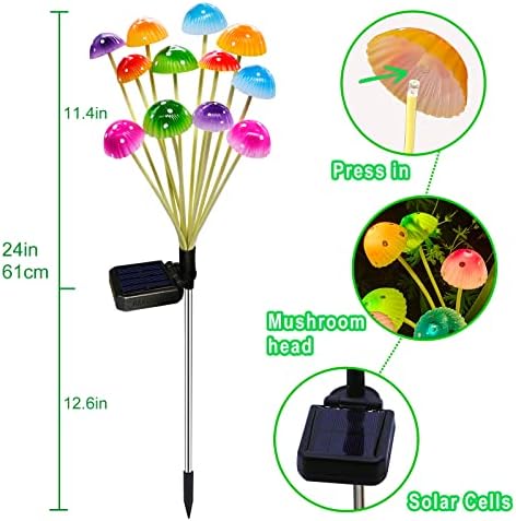 Solar Garden Lights Decorative,2 Pack 24LED Solar Powered Mushroom Lights Outdoor, Gifts for Women Birthday Mothers Day, Mushroom Flower Light Yard Decor Outside Waterproof for Lawn Porch Patio - Image 3