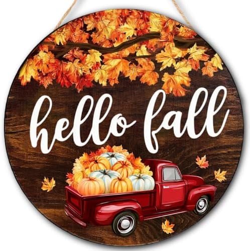 Fall Decorations Wooden Hanging Sign for Home, Fall Pumpkin Sign for Autumn by FDLLAUS