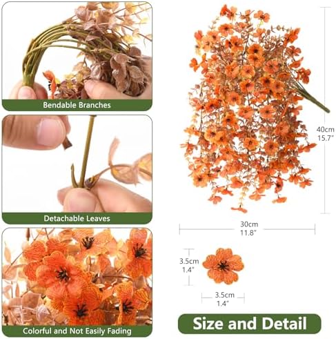 Artificial Fake Fall Flowers Faux Mums for Outdoor Outside Decoration - Image 2