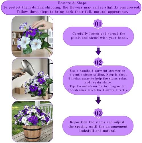 Geegoods Artificial Petunias Flowers for Outdoors, 8 Bundles UV Resistant - Image 6