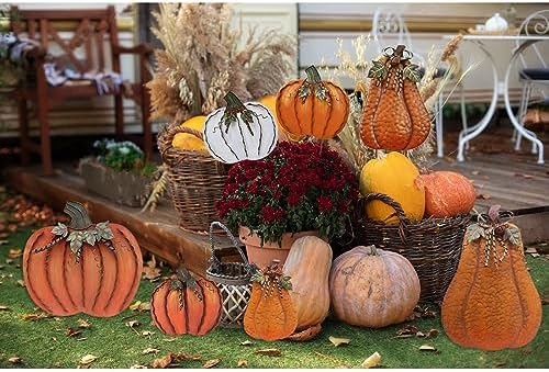 Pumpkin Decoration for Home Free Standing Metal Flat Pumpkins - Image 5