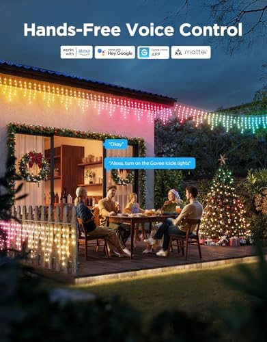 Govee Icicle Lights, Smart RGBIC Christmas Lights for Outside - Image 6