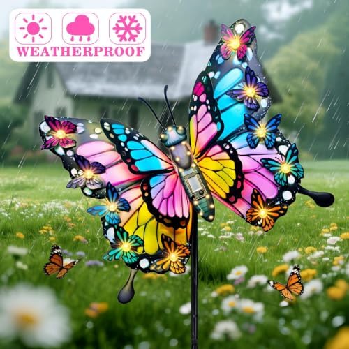 Hexagram Butterfly Garden Decor, Butterfly Solar Lights for Outside Lawn - Image 4