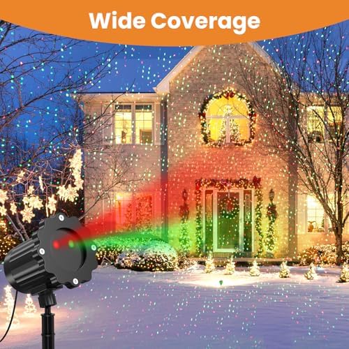 Christmas Projector Lights Outdoor, Waterproof Christmas Laser Lights Outdoor with Remote, Landscape Spotlight Red and Green Star Show, Laser Projection for Garden House Decor Holiday Xmas Decoration - Image 6