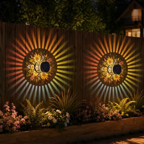 Solar Sunflower Projection Wall Light,Waterproof Fence Lamp-2Pcs by Unknown