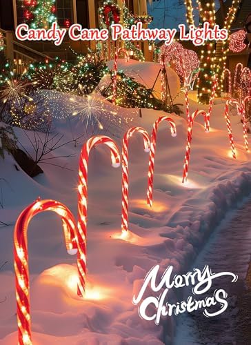 Brightown 20 Packs Solar Candy Cane Lights Outdoor Pathway, 8 Modes LED Outdoor Candy Cane Decorations Yard Lawn Driveway Walkway Sidewalk Christmas Decorations Outside - Image 4