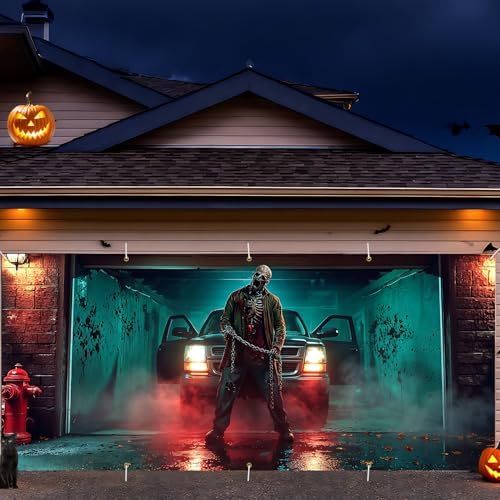 7 x 16 ft Garage Shadow Halloween Garage Door Decorations Halloween decorations Witch Door Cover, Hanging Banner, Cauldron Backdrop Mural for Home,Outdoor,Indoor,Party - Image 6