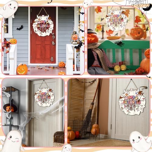 Britimes Halloween Pink Welcome Door Sign, Wooden, for Home Decor - Image 7