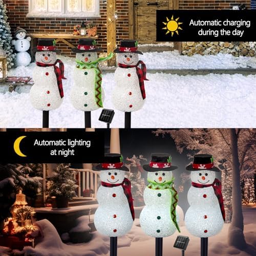 Christmas Snowman Solar Pathway Lights Outdoor Decorations, 6 Pack - Image 3