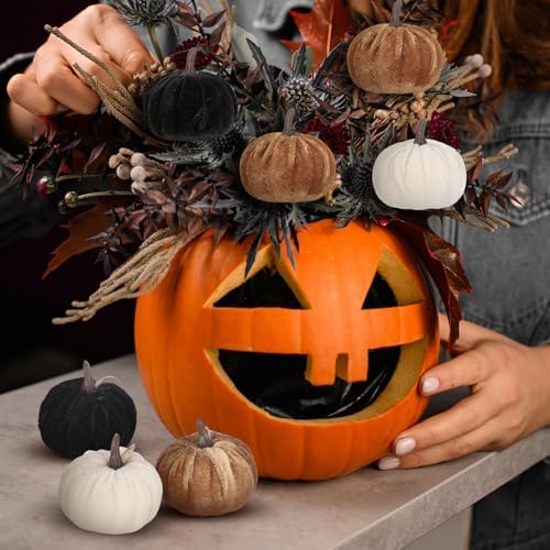 Vercraft 12 Pcs Fall Pumpkin Hanging Ornament, Fall Tree Decor, Dark - Image 4