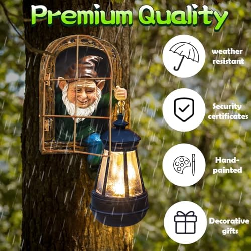 10'' Garden Gnome Statue with Solar Lights :Outdoor Tree Decor - Image 4