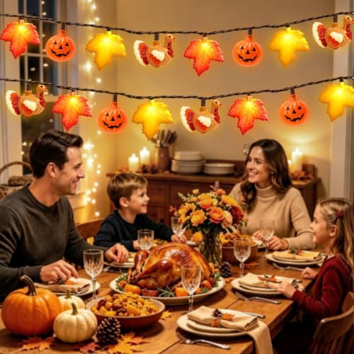 Fall Decor, Fall Turkey Lights, 8.5 FT 10LED Thanksgiving Lights, Outdoor - Image 4