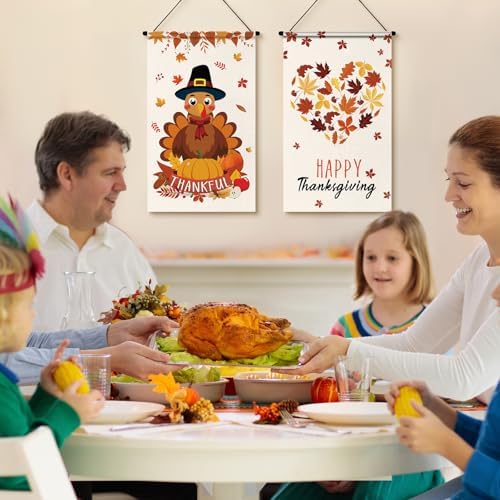 Tegeme 3 Pcs Fall Door Sign Flag Thanksgiving Turkey Door Hanging Banner - Image 5