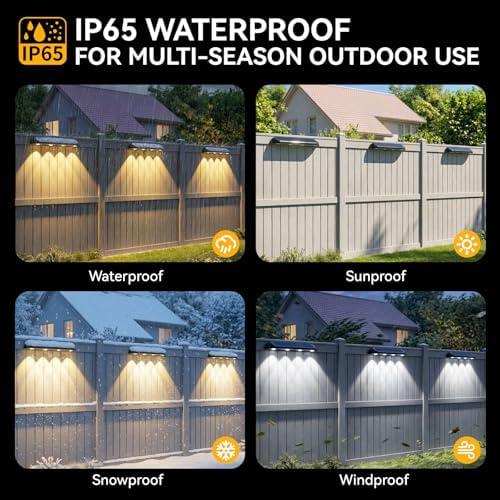 11.81inch Solar Fence Lights Outdoor Waterproof, 3-Mode (3000K/4000K/6000K),4 LED with Upgraded High-Efficiency Solar Panel & Wide Beam for Backyard/Patio/Deck/Step/Home Improvement(8 Pack) - Image 3